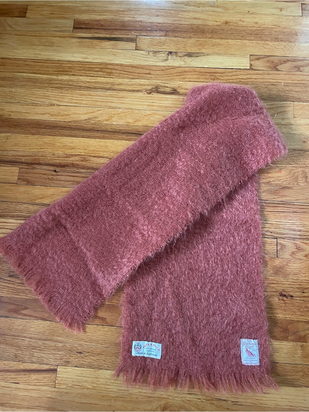 Cozy Rust Mohair-Blend Scarf